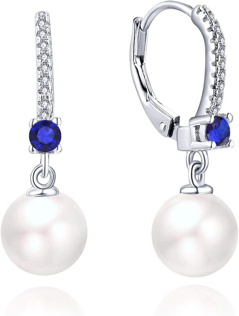 JO WISDOM 925 Sterling Silver Freshwater Pearl Hoop Earrings with Dangle Real Pearl,Simulated Pearls