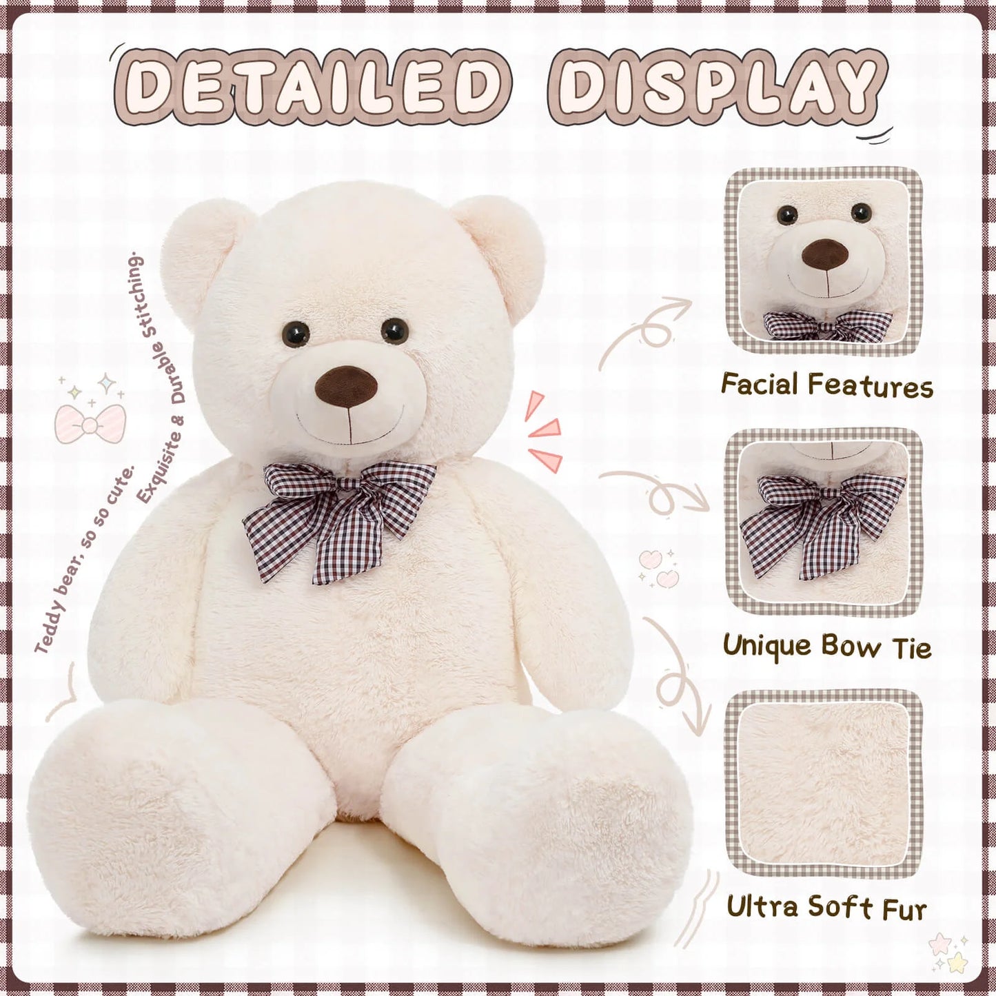 Giant Teddy Bear 4Ft Stuffed Animal Soft Big Stuffed Bear Plush Toy