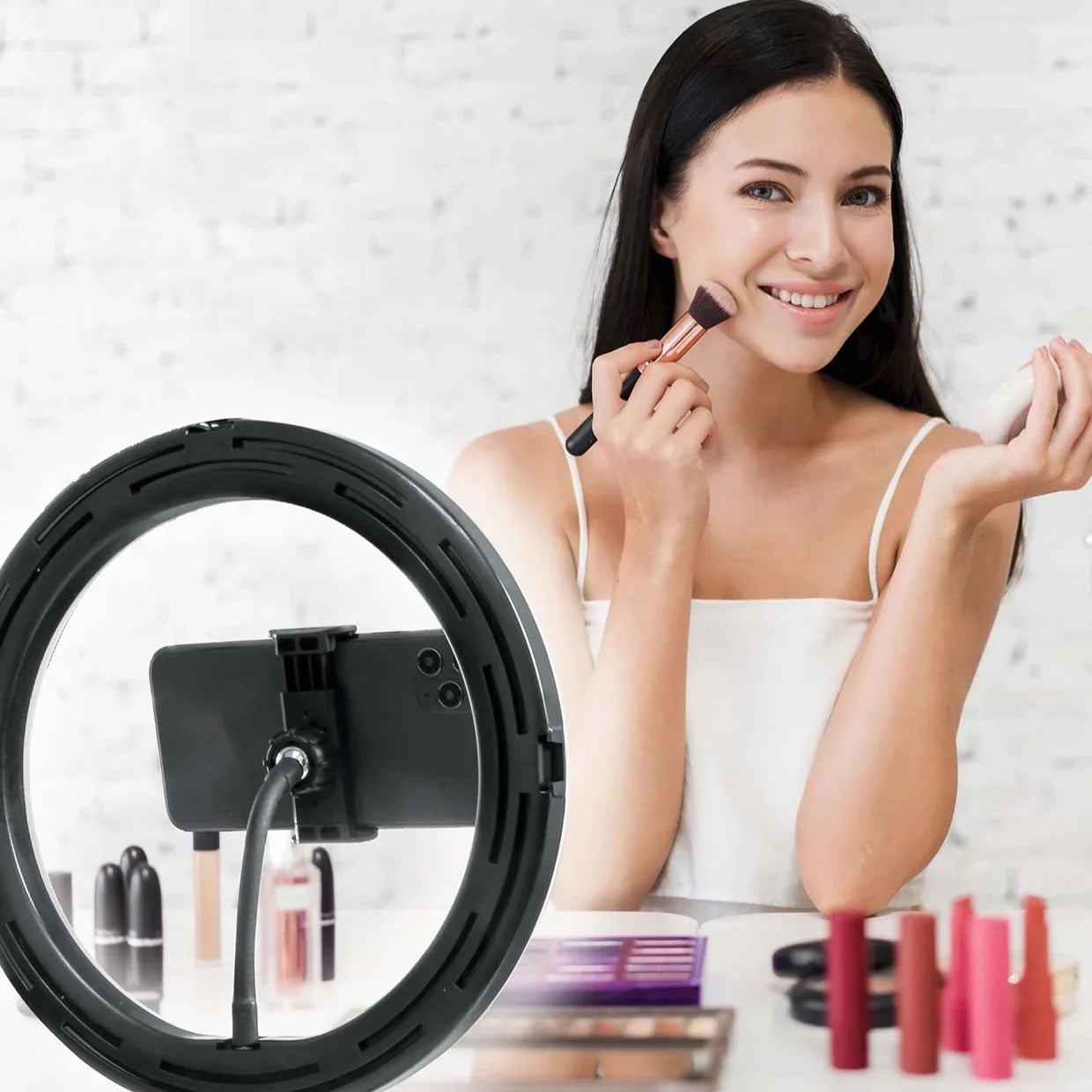 8” Selfie Ring Light Studio with Tripod Stand and Phone Holder – 8” LED Ring Light, 51” Extendable Tripod, 360º Tripod Ball Head, 3 White Modes, 10 Bright Levels, Wireless Remote