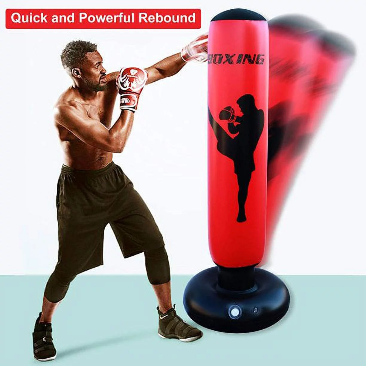 Punching Bag, Freestanding Kickboxing Heavy Standing Punching Boxing Bag, with Stand, for Kids, Men and Women, Teens and Youth, at Home, Gym or Office