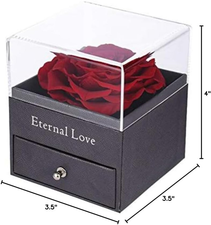 Real Preserved Red Rose - Eternal Rose Gift Box with Rose Necklace, Handmade Fresh Rose Gift for Her on Birthday,Christmas,Mother'S Day,Valentine'S Day (Red)