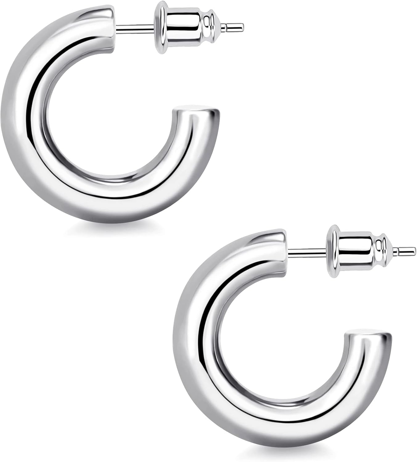 Wowshow Gold Hoop Earrings, 14K Gold Plated Chunky Small Hoop Earrings for Women Lightweight Jewelry Gifts 14/20/30/35/45MM