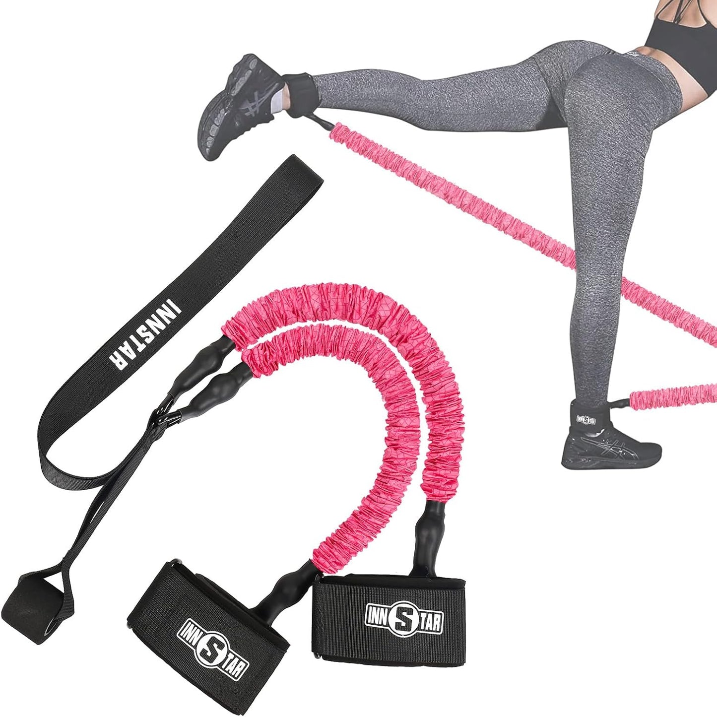 INNSTAR Ankle Resistance Bands, Ankle Bands for Working Out, Adjustable Butt Glutes Workout Equipment, Leg Resistance Bands for Women & Men Fitness Equipment