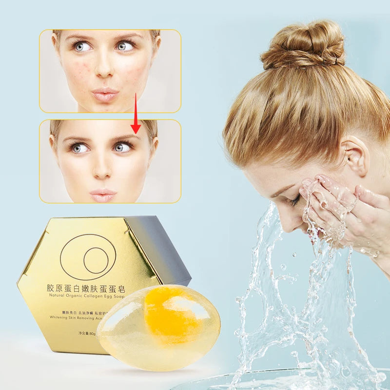 Private Label Natural Organic Collagen Egg Soap Handmade Anti-Acne Whitening Herbal Cleansing Face Bath Soap