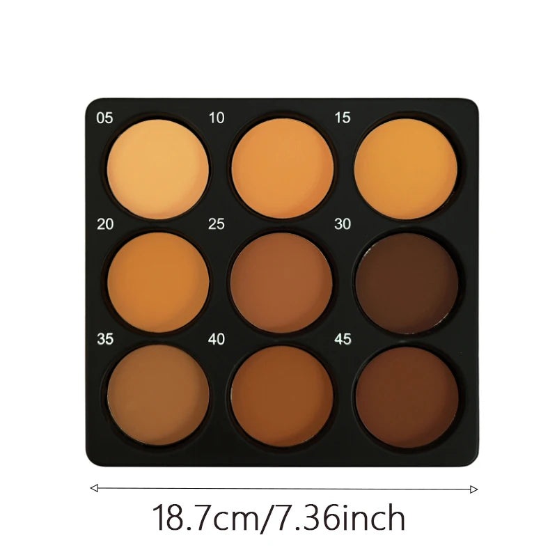 9-Color Waterproof Contour Concealer Matte Palette Medium to Deep Shades 3D Sculpting Oil Control Long Lasting Wear Makeup
