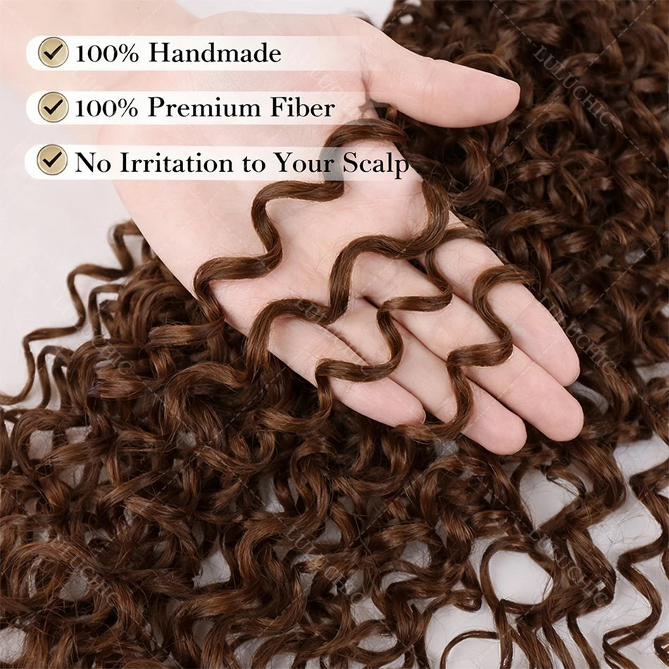 Knots Pre Separated Chocolate Brown Kinky Curly Crochet Human Hair Extension Invisible Lightweight Feather Crochet Braids Hair