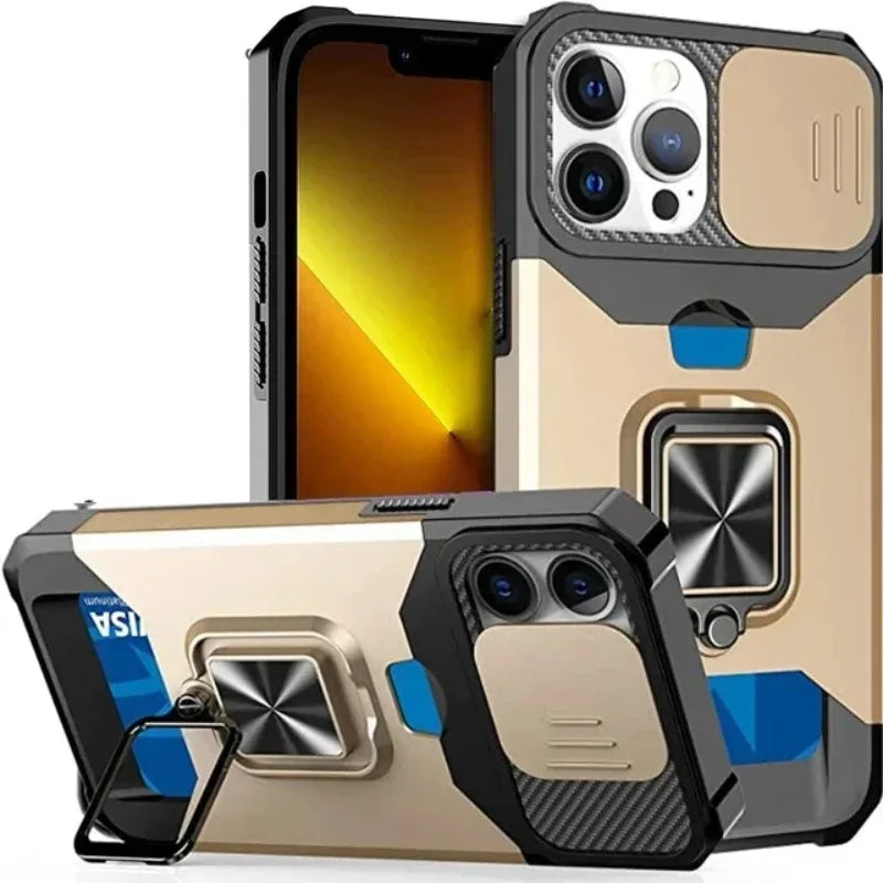 Case For iPhone 17 Pro Max 16 15 14 13 Pro Max Plus Heavy Duty Protection With Sliding Camera Cover And Card Clip Cover Fundas