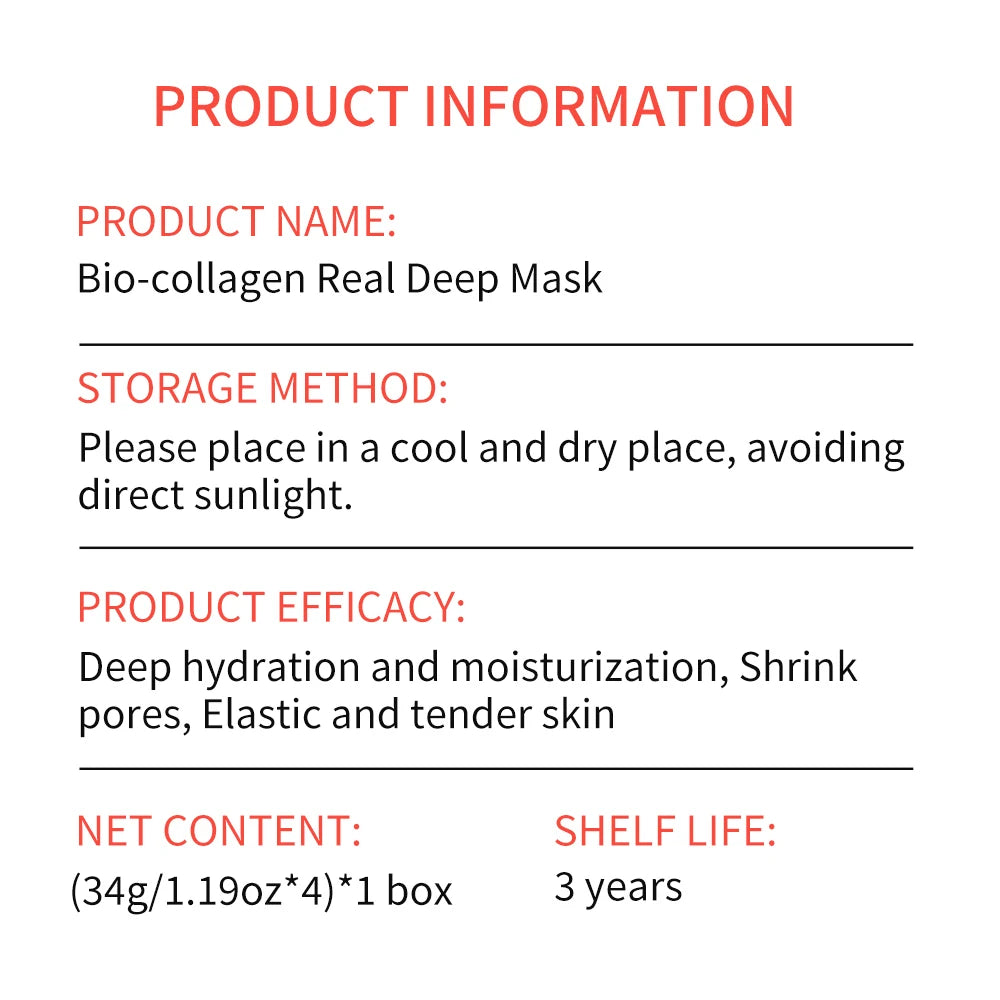 4 pieces of collagen sleeping mask, hydrating, moisturizing and whitening, translucent, thinning, smooth and tender skin