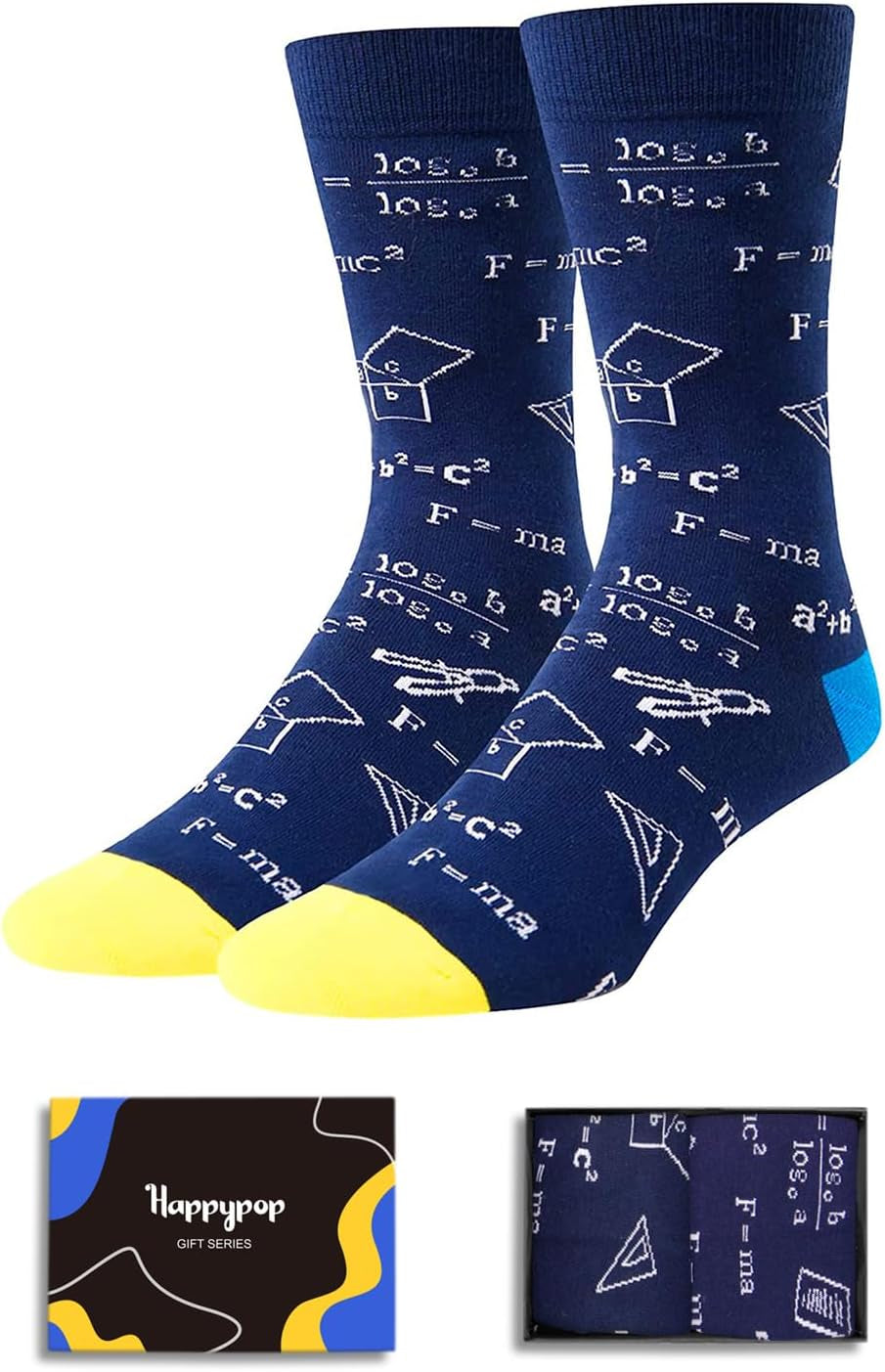 HAPPYPOP Funny Socks for Men - Math Chemistry Gifts for Male, Pi Day Gifts for Math Lovers