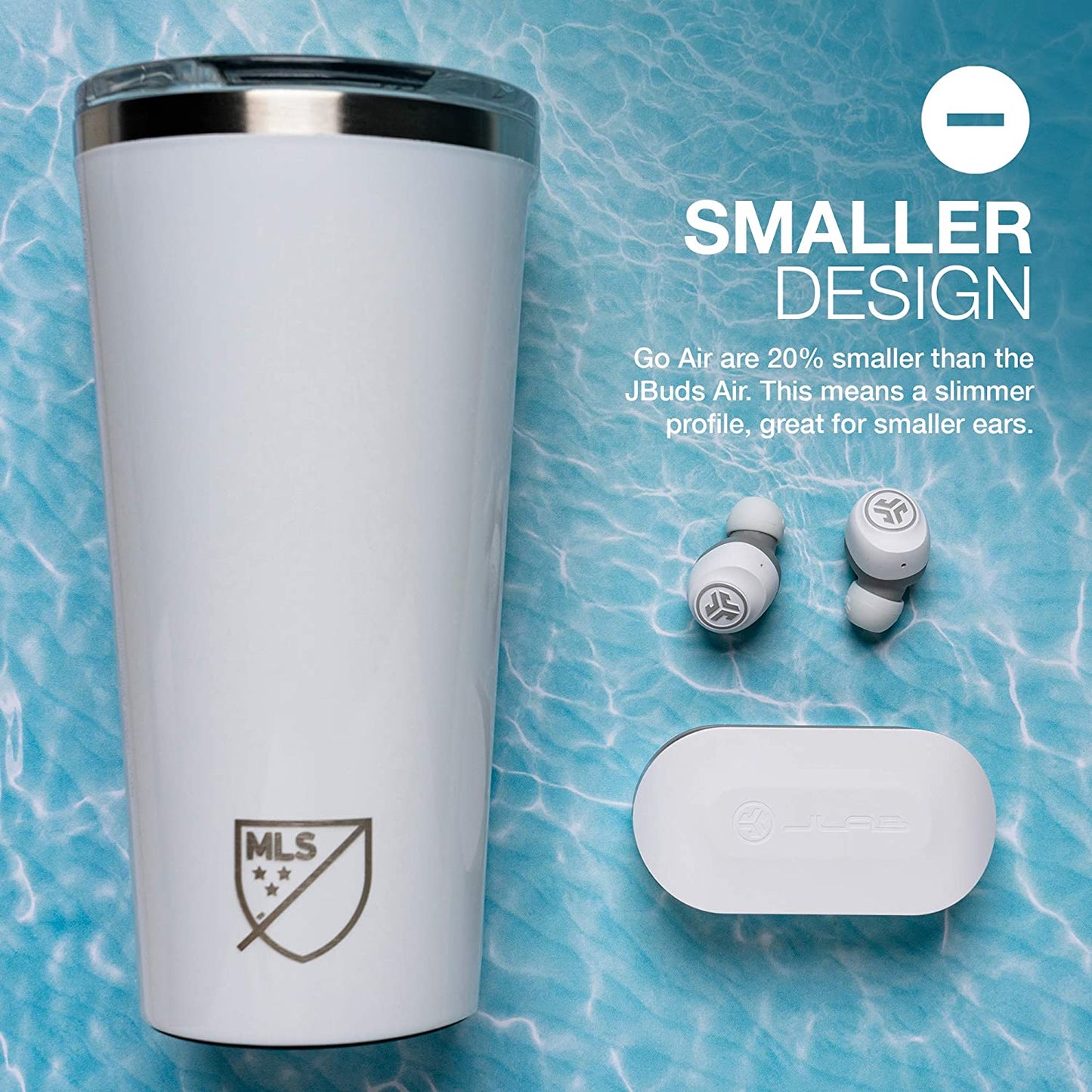 Jlab Go Air True Wireless Bluetooth Earbuds + Charging Case, Dual Connect, IP44 Sweat Resistance, Bluetooth 5.0 Connection, 3 EQ Sound Settings Signature, Balanced, Bass Boost (White)