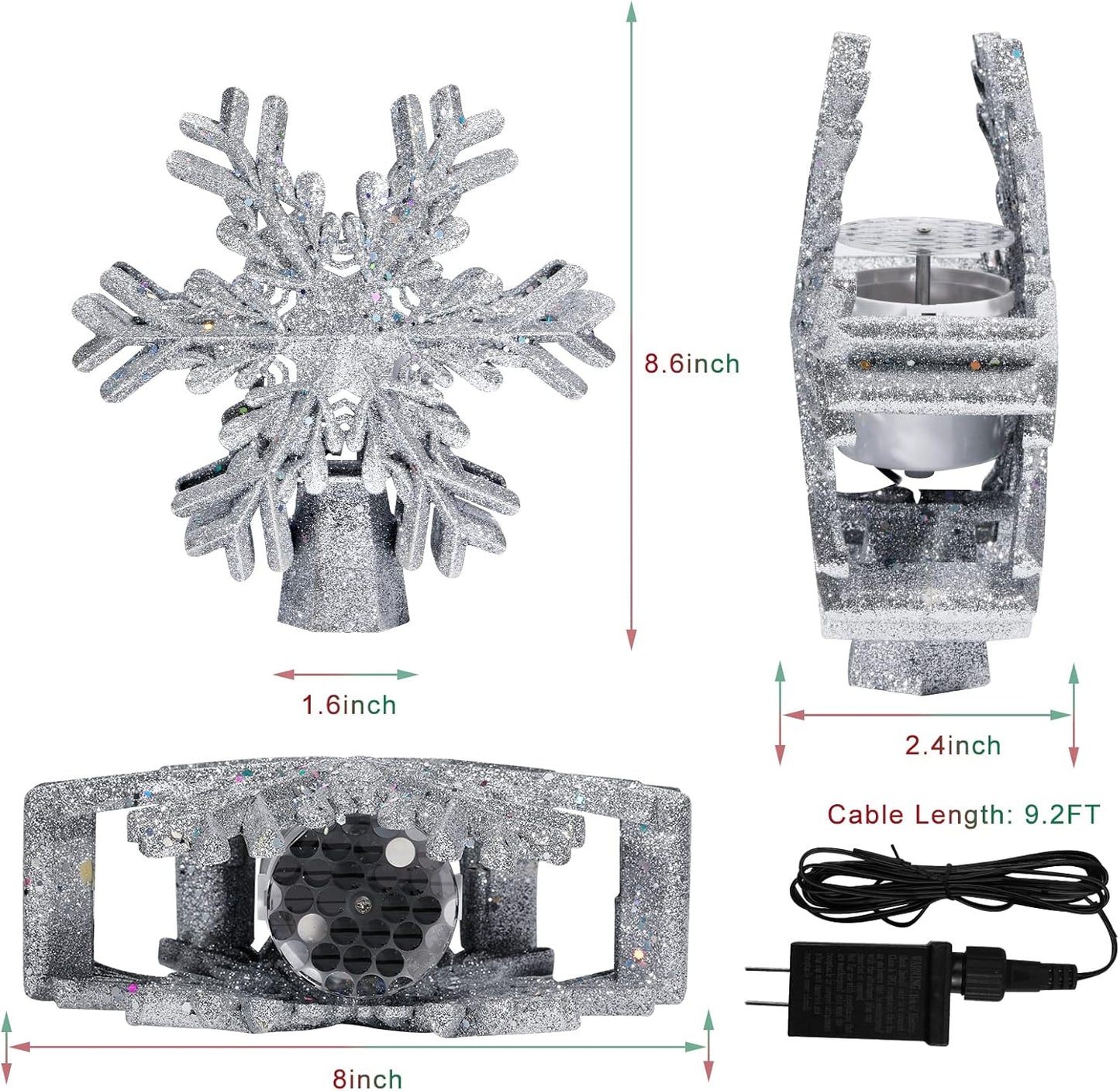 Christmas Tree Star Topper Light Christmas Tree Star Topper Projector with Rotating LED Snowflake Lights 3D Hollow for Christmas Tree Decorations