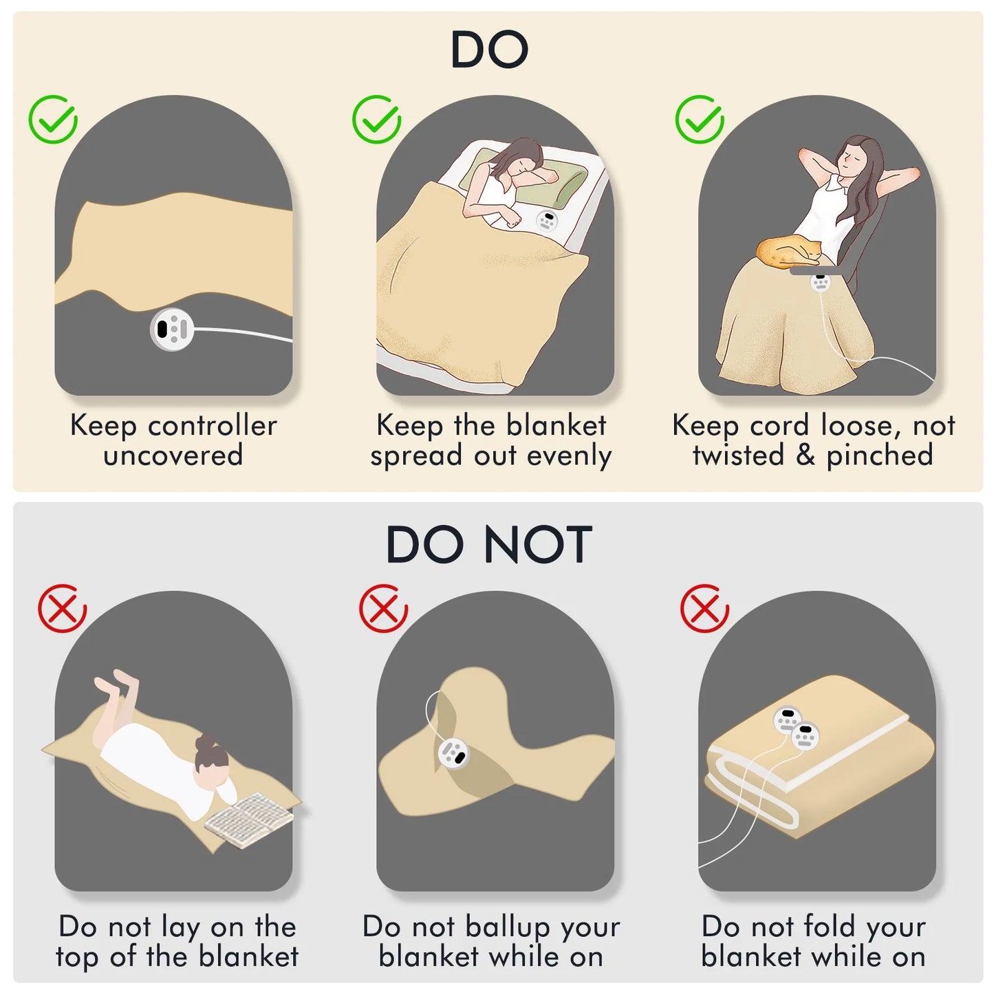 Heated Blanket Queen Size 84''X90'', Fast Heating with Dual Controllers Electric Blanket, 10 Heating Levels, 10H Timer, Preheat Function - Beige