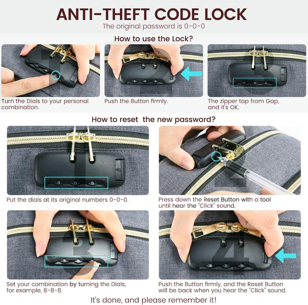 LOVEVOOK Laptop Backpack for Women & Men, Unisex Travel Anti-Theft Work Bag, Business Computer College Backpacks Purse, Casual Hiking Outdoor Carry on Daypack with Lock, Fits 15.6 Inch Laptop, Grey