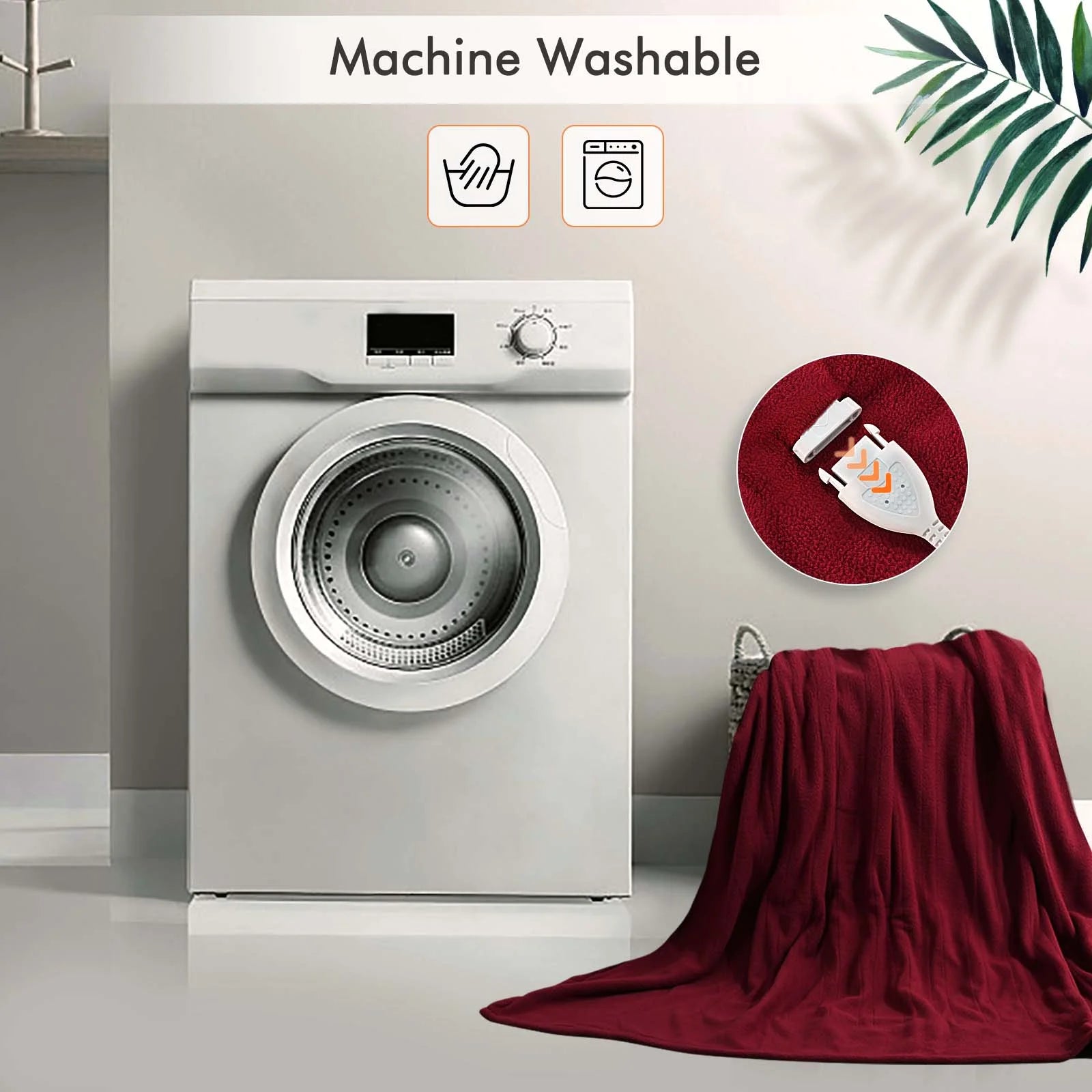 Electric Heated Blanket Polar Fleece Full Size 72''X 84'' with 6 Heating Levels 10H Timer - Red