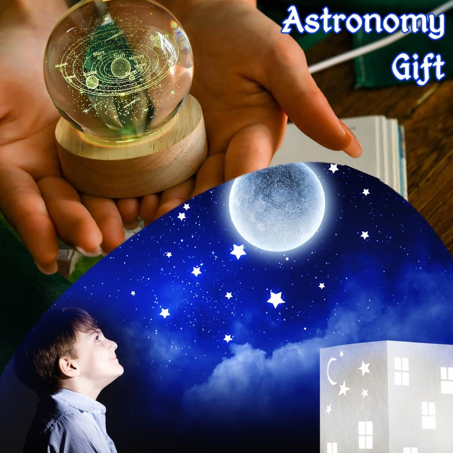 IFOLAINA 3D Solar System Crystal Ball 60Mm Universe Gifts with Laser Engraved...