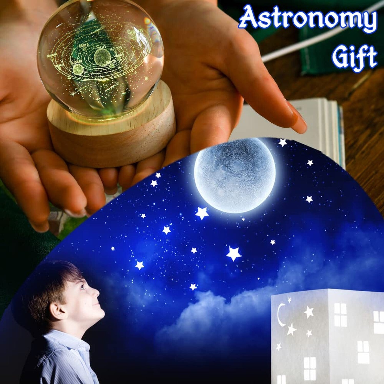 IFOLAINA 3D Solar System Crystal Ball 60Mm Universe Gifts with Laser Engraved...