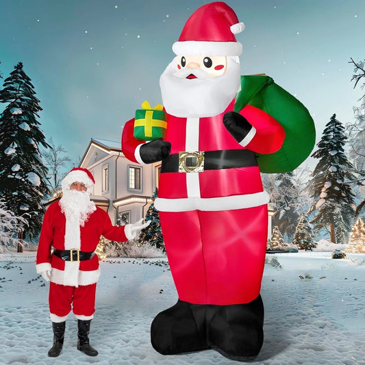12 Ft Tall Giant Christmas Inflatable Santa with Gifts, Santa Blow up outside Christmas Decorations with Build in Leds for Xmas Outdoor Decorations Yard Indoor Outdoor Garden Lawn Party Decor