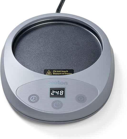 Oroton Mug Warmer for Coffee and Tea, Auto Shut Off,4.3 Inch Large Heated Plate,8 Temperature Settings, 1-8 Hour Timer Settings, Smart Coffee Warmer Plate Milk Tea Water(Grey)