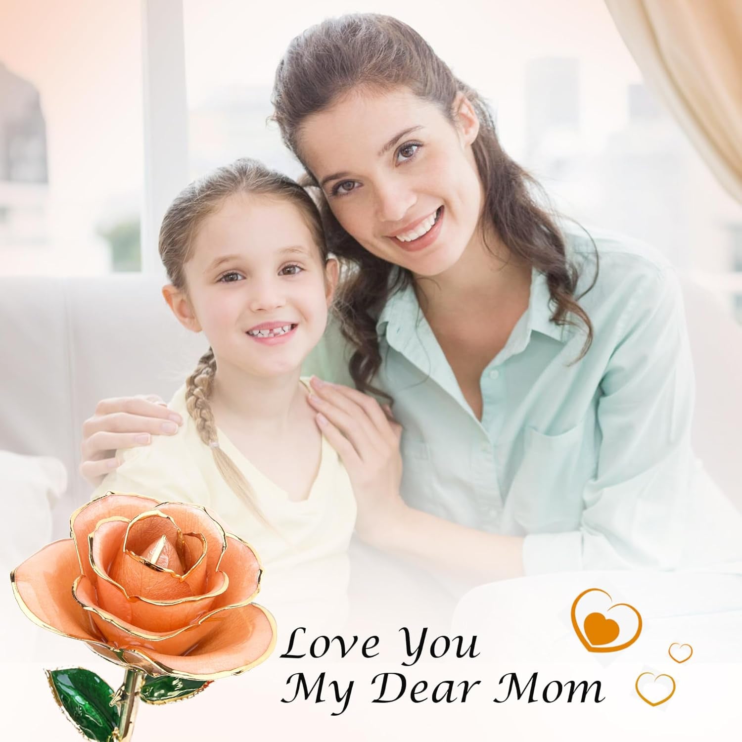 Sinvitron Gold Dipped Infinity Rose Forever Flower Decor, Resin Preserved Real Rose Birthday Gift for Women, Anniversary Present for Mom (Pink)