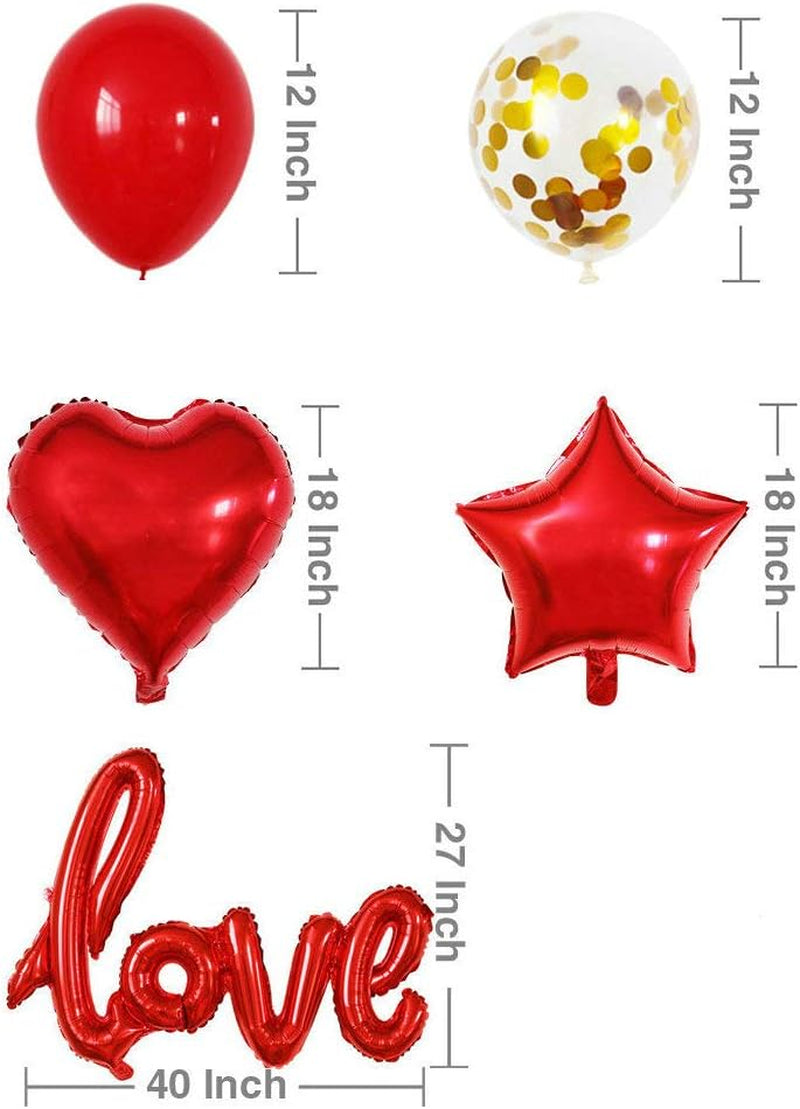 GOER I LOU YOU Foil Balloons,23 Pcs Red Balloon Set for Valentine'S Day Propose Weedding Decorations Party Supplies