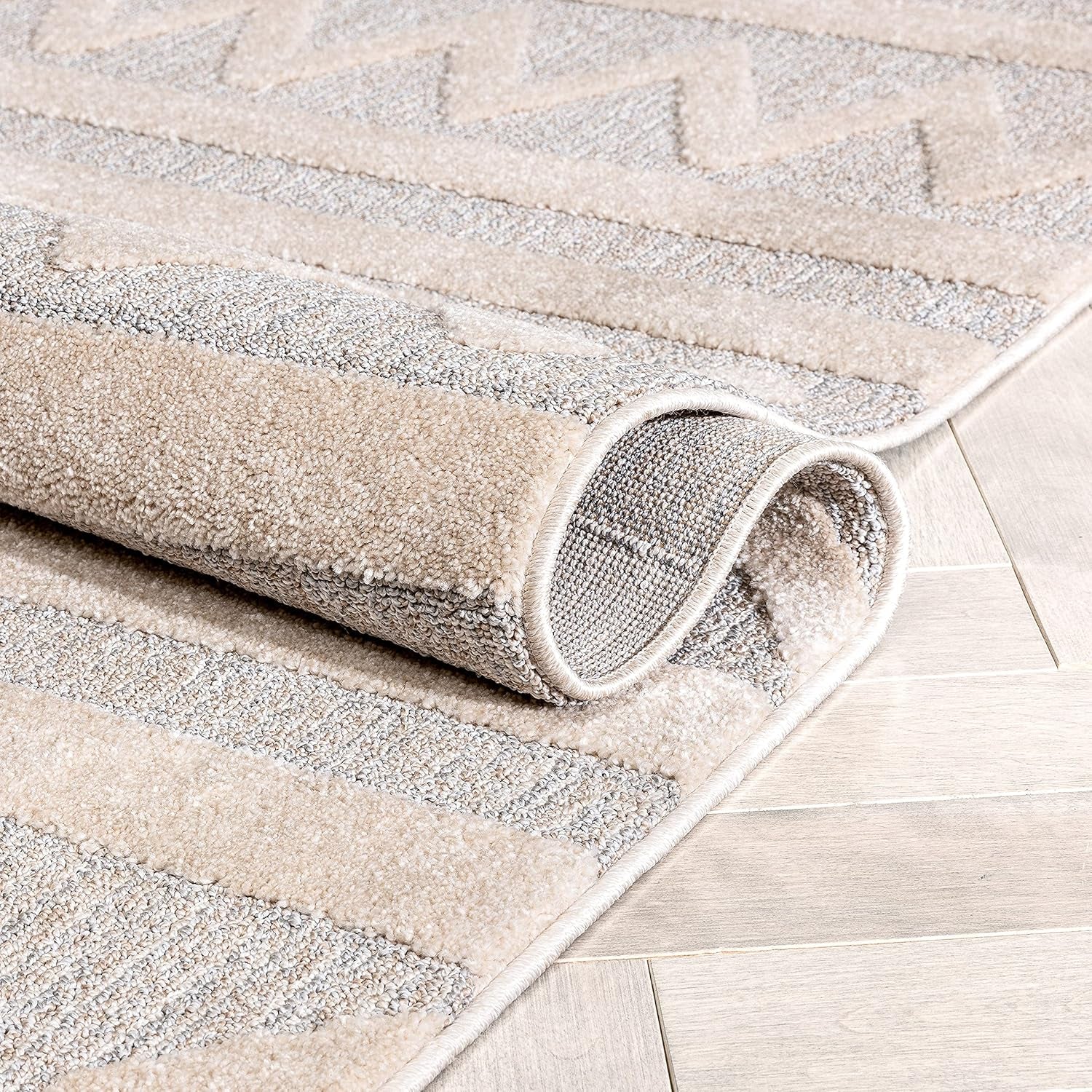 Well Woven Harlow Zara Tribal Moroccan Diamond Pattern Beige High-Low 5'3" X 7'3" Area Rug