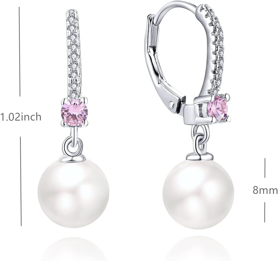 JO WISDOM 925 Sterling Silver Freshwater Pearl Hoop Earrings with Dangle Real Pearl,Simulated Pearls