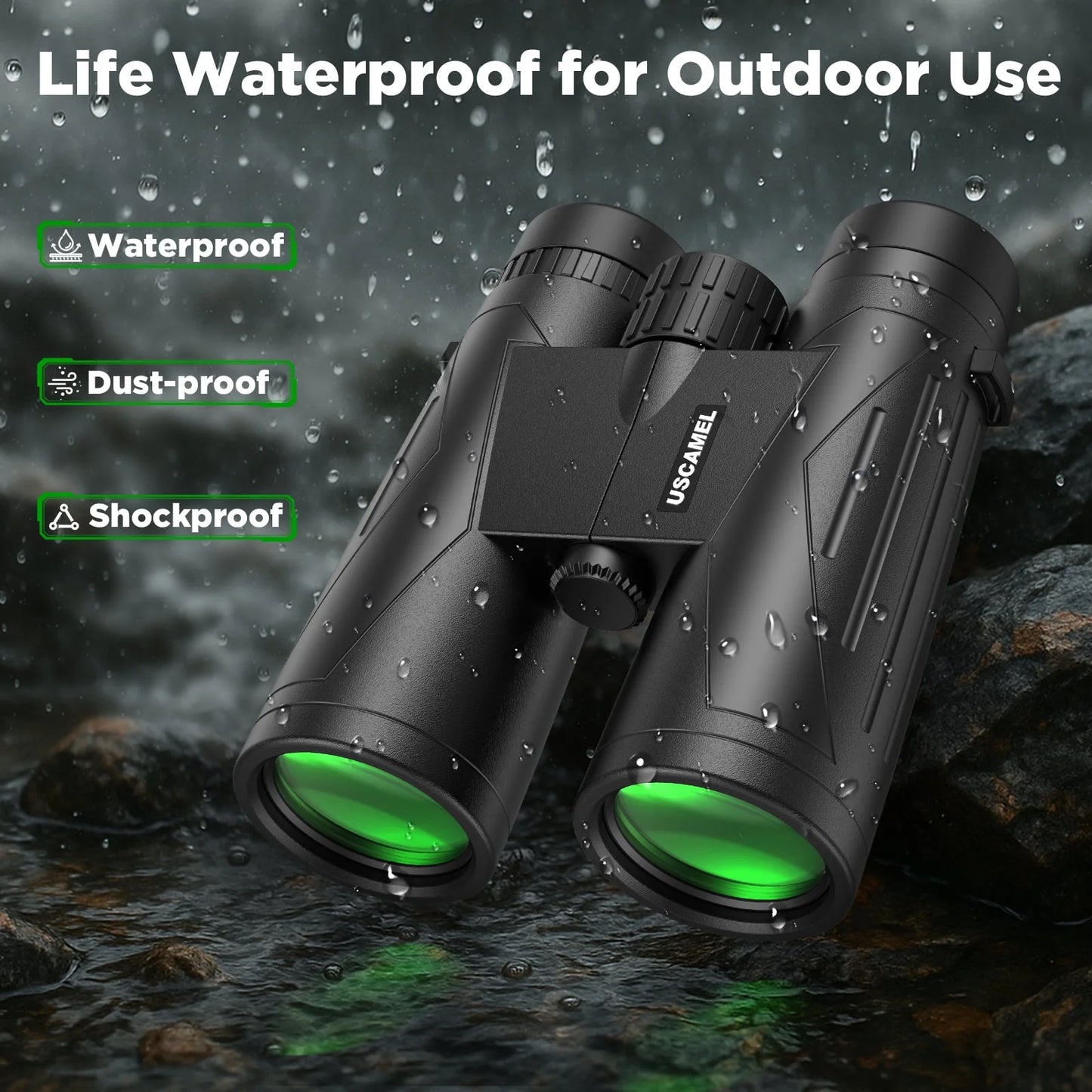 12X42 Binoculars for Adults Kids, HD Binoculars Waterproof FMC BAK4 Binoculars Low Light Night Vision for Bird Watching Travel Hunting Outdoor Sports Concerts