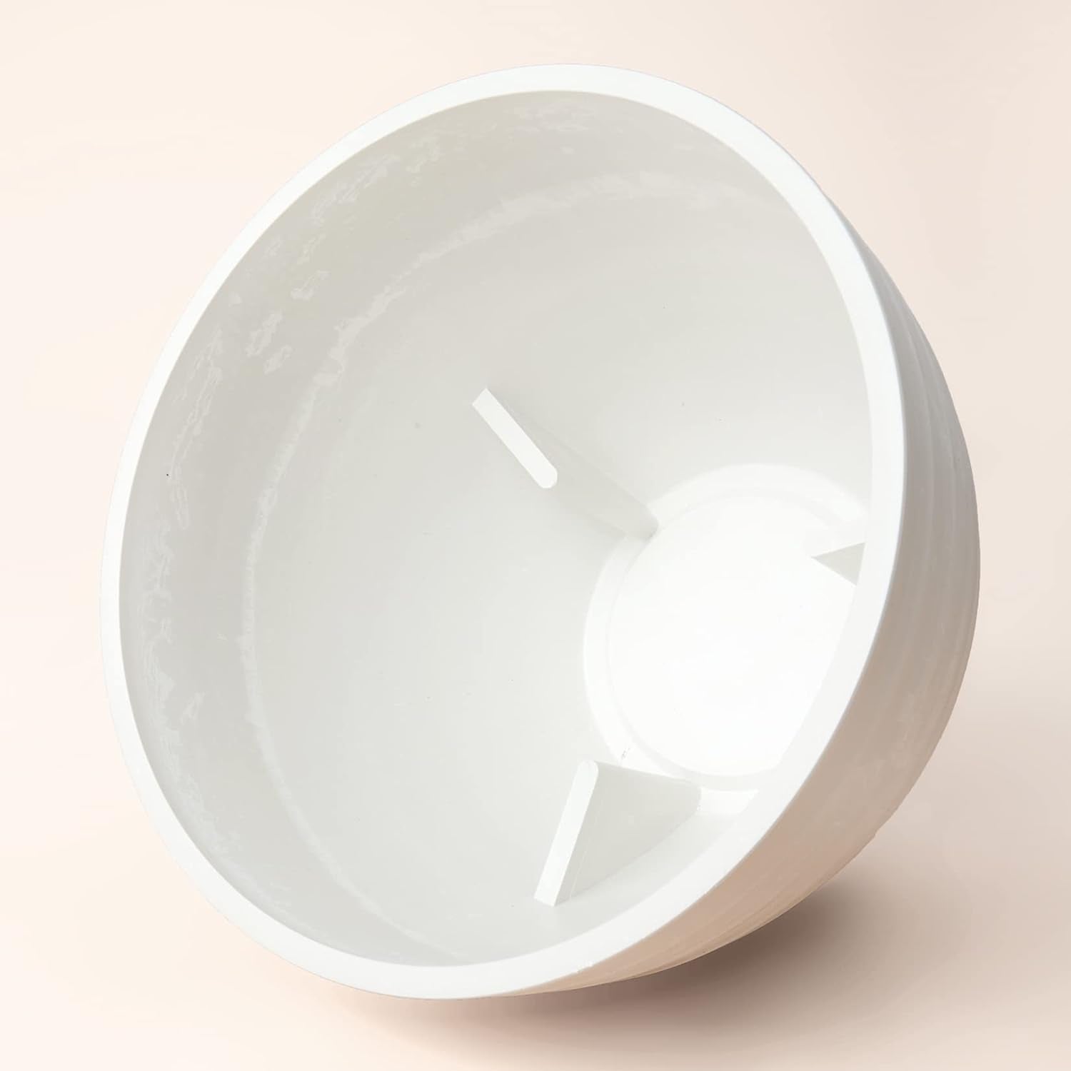 LA JOLIE MUSE Flower Pot Outdoor Indoor Planter - 10.2 Inch Fluted Plant Pot Garden Planter, White Stone