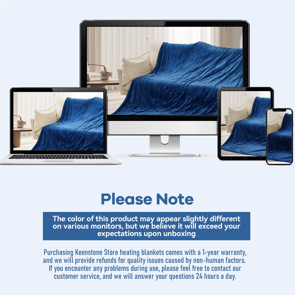 Double-Sided Flannel Electric Heated Blanket Twin, 62"X84" Machine Washable Fast Heating Blanket for Office Bedroom Livingroom - Blue