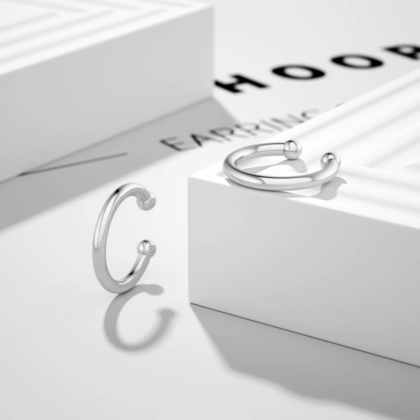 925 Sterling Silver Huggie Ear Cuff Earrings for Women 14K White Gold Plated Earring Cuff Small Hoop Earrings Jewelry Gift