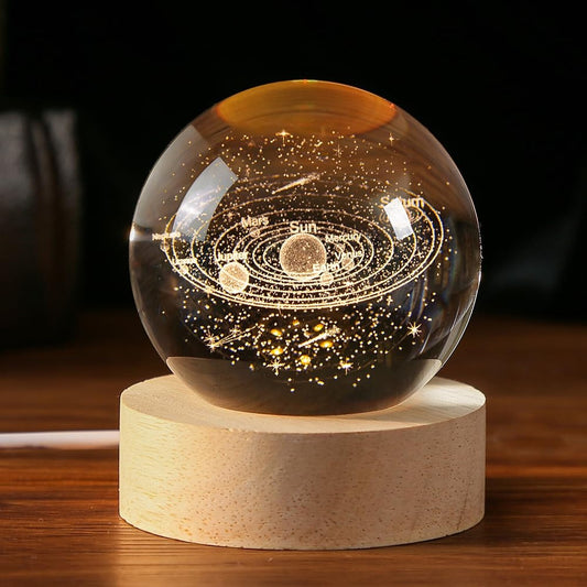 IFOLAINA 3D Solar System Crystal Ball 60Mm Universe Gifts with Laser Engraved...