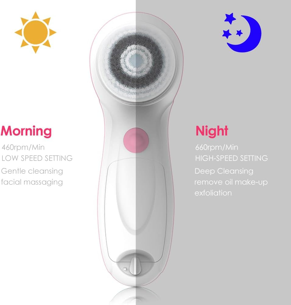 Touchbeauty Facial Cleansing & Exfoliator Brush Set with Travel Case 3 Professional Cleansing Brush Heads for Oil/Sensitive/Combination Skin |Waterproof, Dual Speed