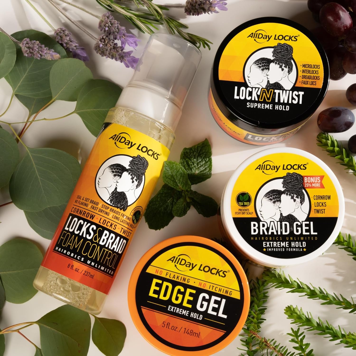 Allday Locks Lock N Twist (5 Oz) | Supreme Hold, No Frizz or Flaking | Hydrating, Nourishing Locking Gel | Grape & Avocado-Infused | Lock & Twist Braids, Locks, Twists, Cornrows | 5 Oz