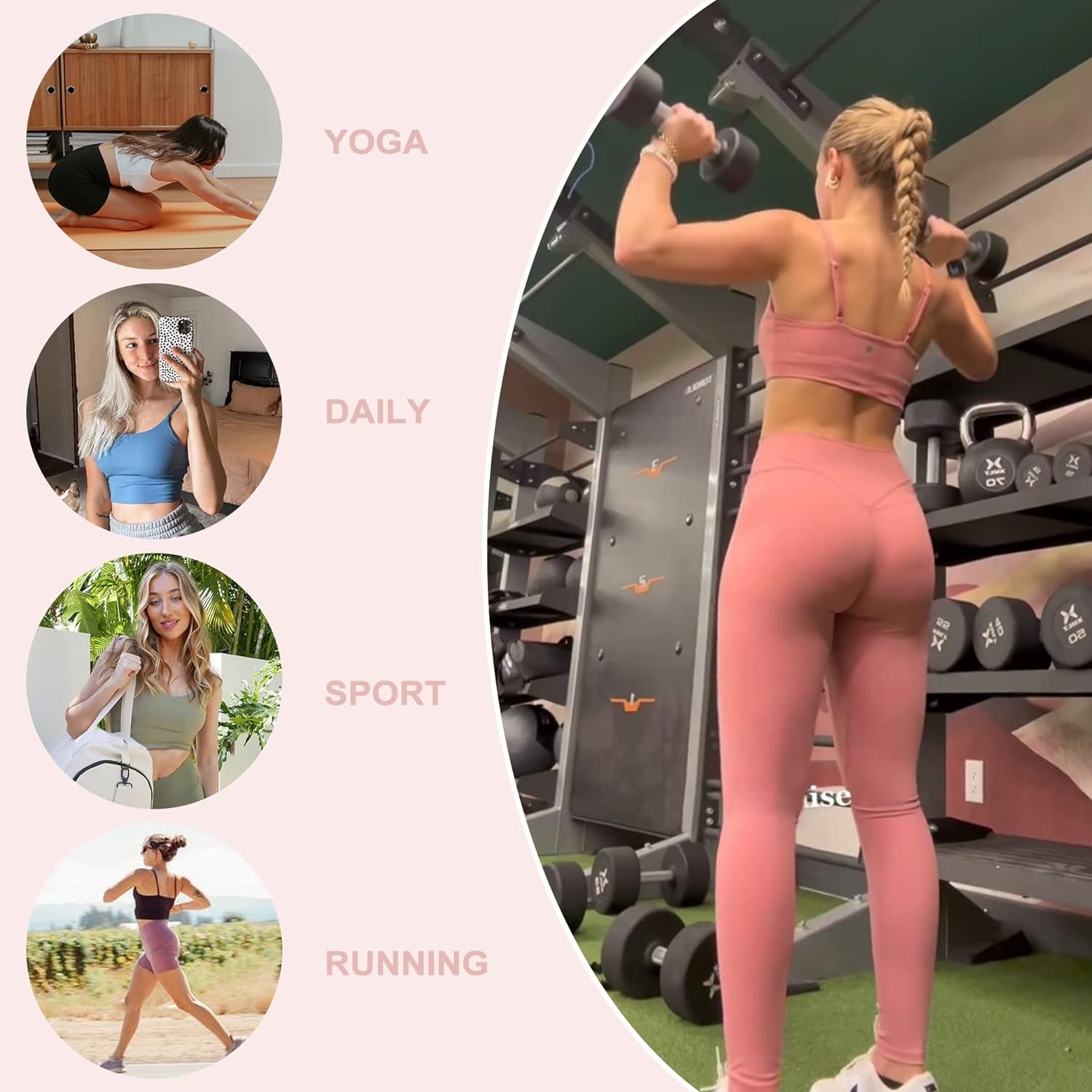 UUE Sports Bra for Women, Longline Padded Strappy Sports Bras Medium Support Yoga Gym Running Workout Crop Tank Tops