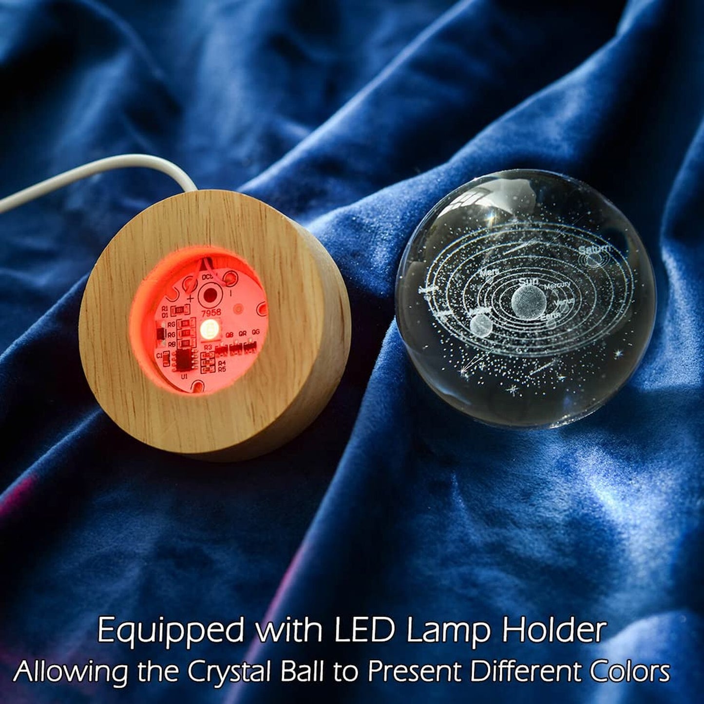 IFOLAINA 3D Solar System Crystal Ball 60Mm Universe Gifts with Laser Engraved...