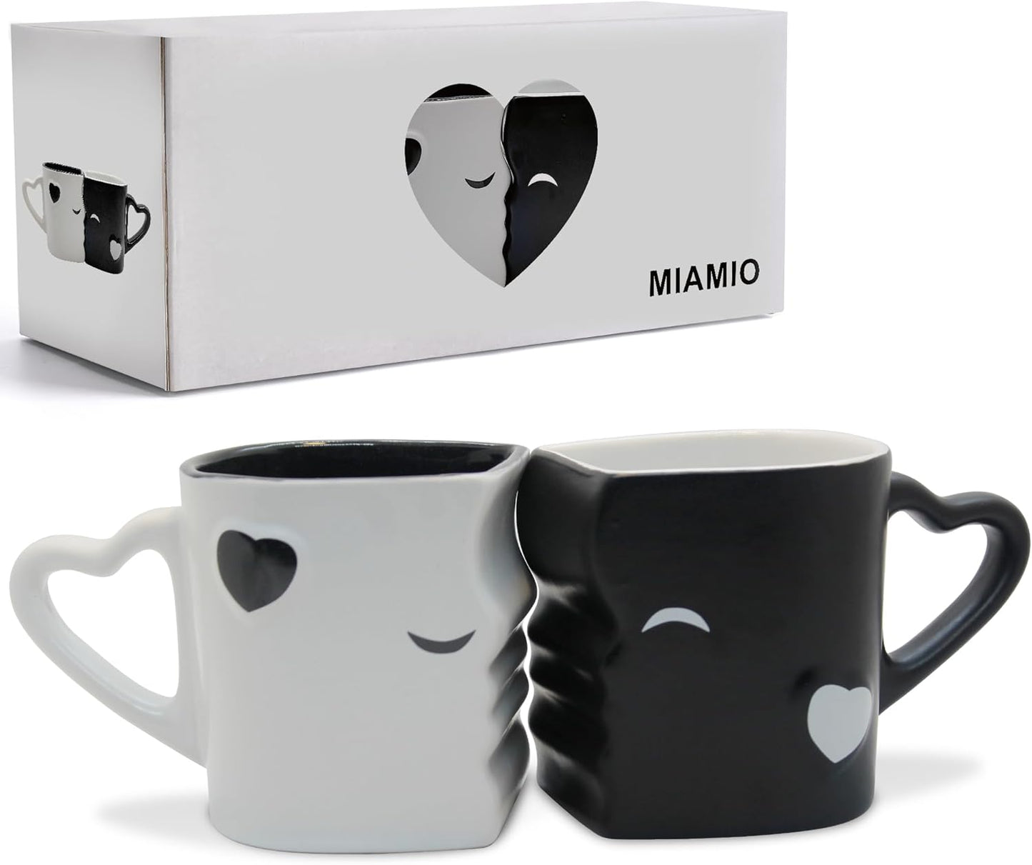 MIAMIO - Coffee Mugs/Kissing Mugs Set Ceramic with Gift Box (Red)