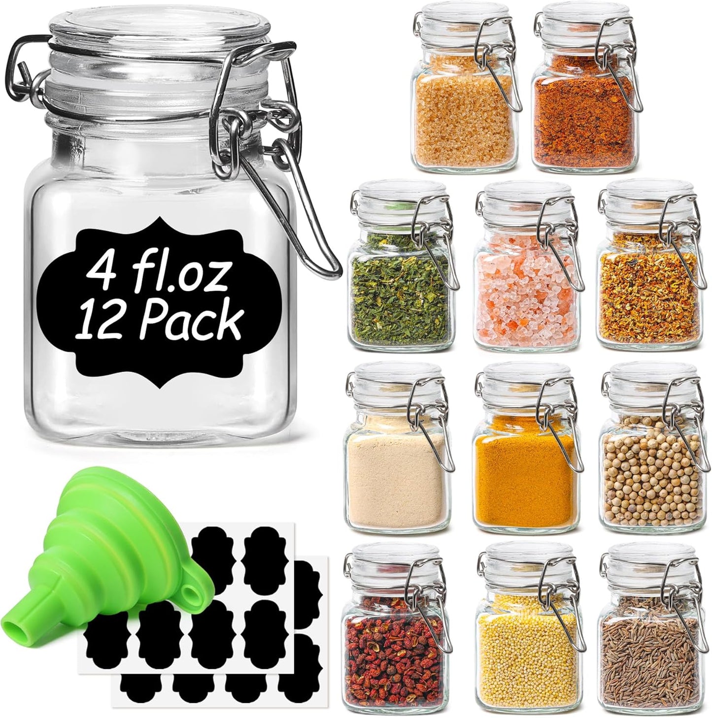 Comsaf Airtight Glass Jars with Lids 17Oz Small Food Storage Container Set of 6 - Airtight Canister with Clear Preserving Seal Wire Clip Fastening for Kitchen Canning Pickling Mason Jars