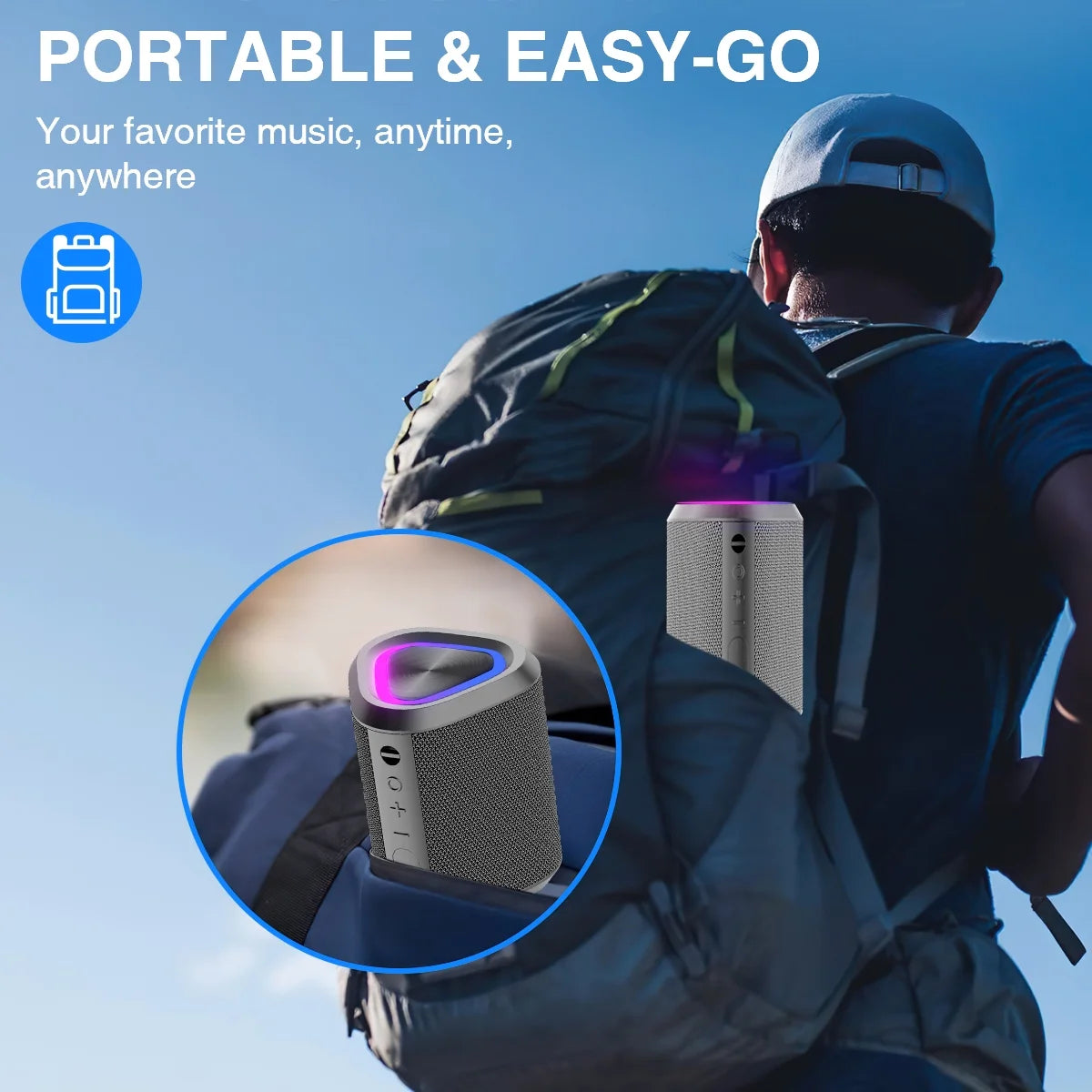 Bluetooth Speaker, 24H Playtime Portable Wireless Bluetooth 5.0 Speaker with Stereo Bass, up to 100 Ft Bluetooth Range, IPX7 Waterproof Mini Bluetooth Speaker