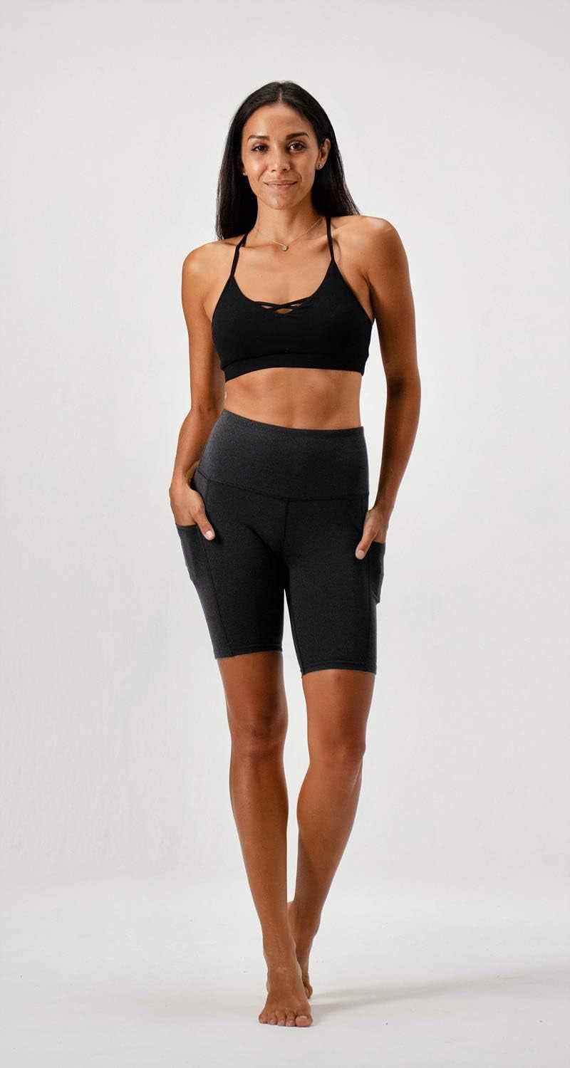 DEVOPS Women'S 2-Pack High Waist Workout Yoga Running Exercise Shorts with Side Pockets