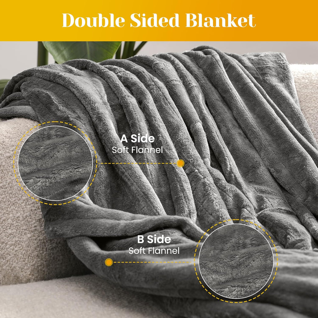 SUNVIVI Heated Blanket King Size, Heating Electric Throw Blanket Dual Control, 10 Heat Settings, 12 Hours Auto Off, Machine Washable, ETL Certified, Overheating Protection, Grey