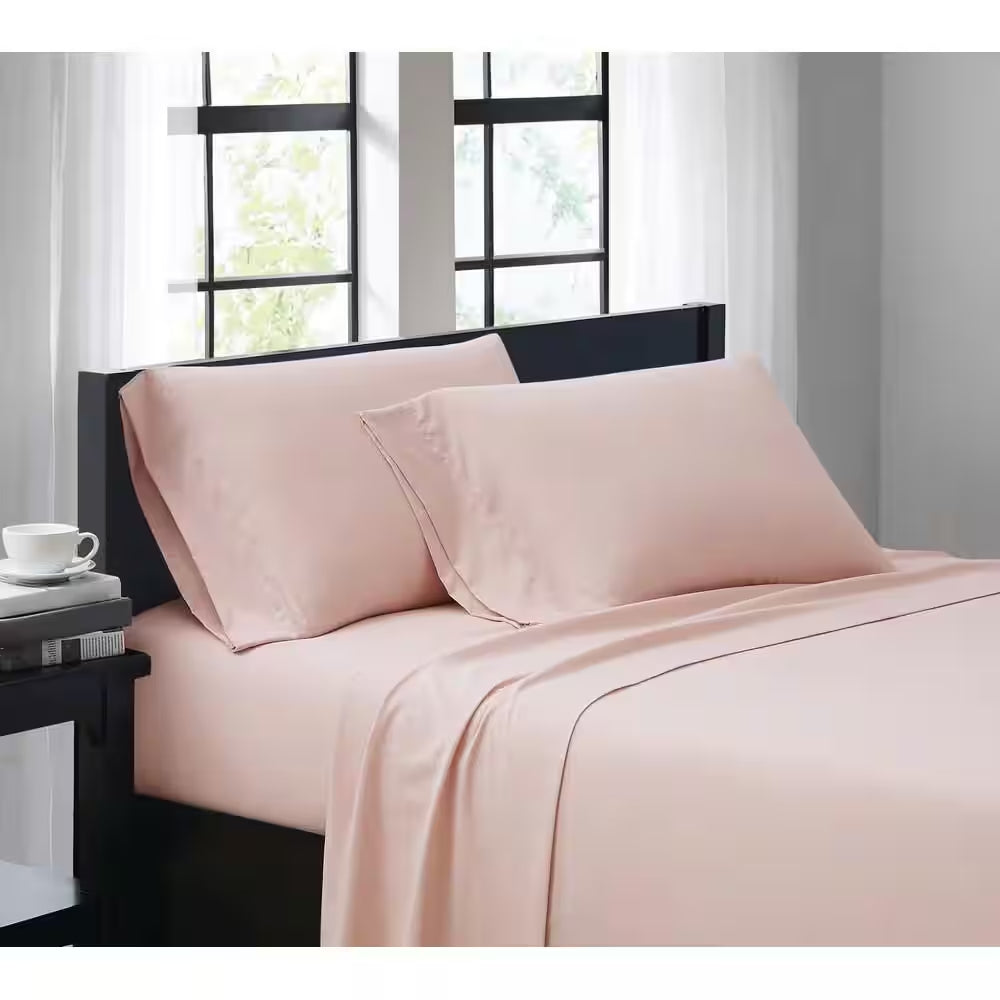 Blush 4-Piece Solid 180 Thread Count Microfiber King Sheet Set