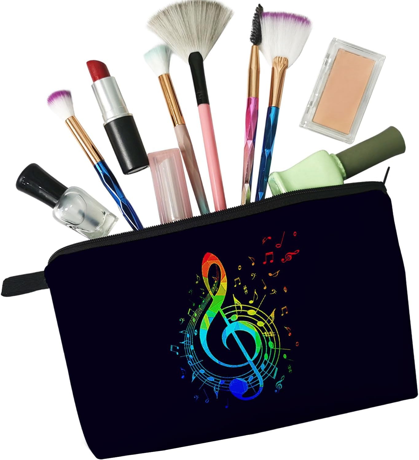 Musical Note Makeup Bag Cute Small Makeup Organizer Bag Travel Toiletry Zipper Pouch Birthday Christmas Gift for Music Lovers Musical Note Cosmetic Bag for Women Friends Sisters