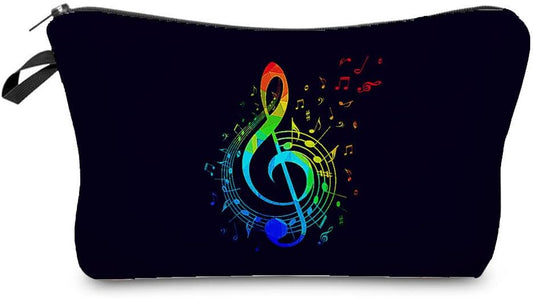 Musical Note Makeup Bag Cute Small Makeup Organizer Bag Travel Toiletry Zipper Pouch Birthday Christmas Gift for Music Lovers Musical Note Cosmetic Bag for Women Friends Sisters