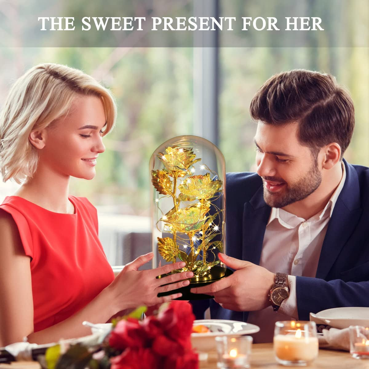 Valentines Gifts for Her,Birthday Gifts for Women,Colorful Flowers Rose in Glass Dome,Galaxy Flowers Rose with 2 Lighted Mode,Rainbow Rose Flower Gifts for Women,Valentines Gifts for Girlfriend