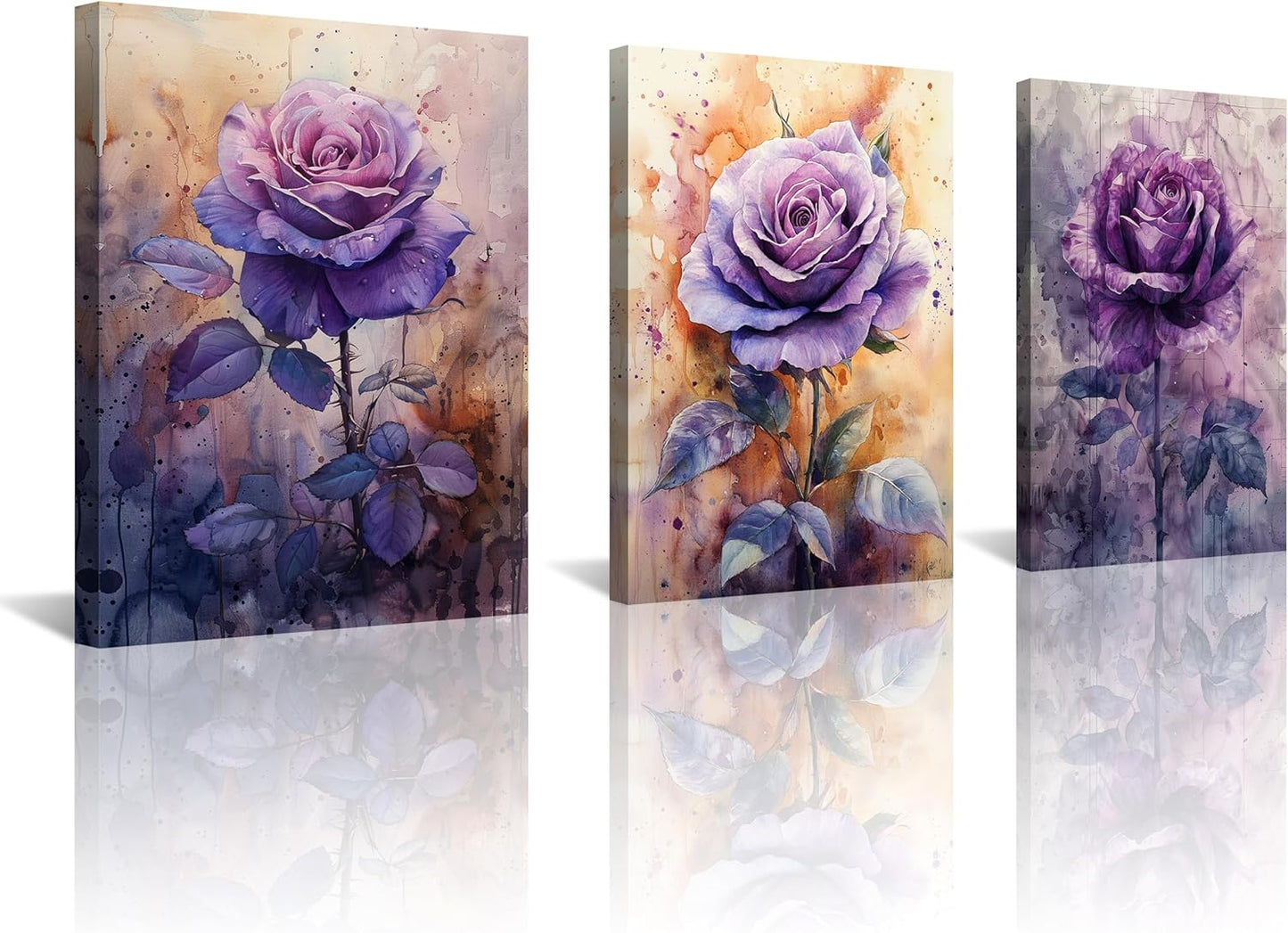 NAN Wind Canvas Print 3 Pcs Black and White Red Rose Canvas Art Painting Abstract Wall Art Decorations Flower Picture on Canvas for Home Decor Stretched and Framed (16X16Inchx3Pcs, A-Rose)
