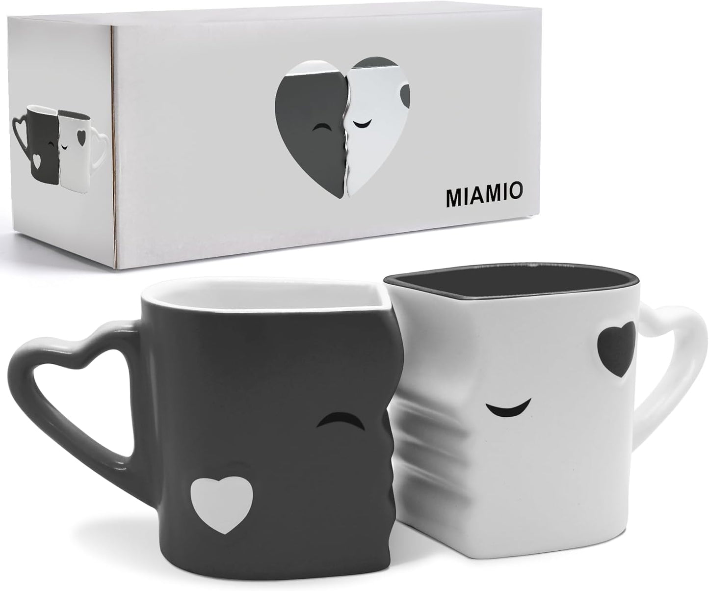 MIAMIO - Coffee Mugs/Kissing Mugs Set Ceramic with Gift Box (Red)