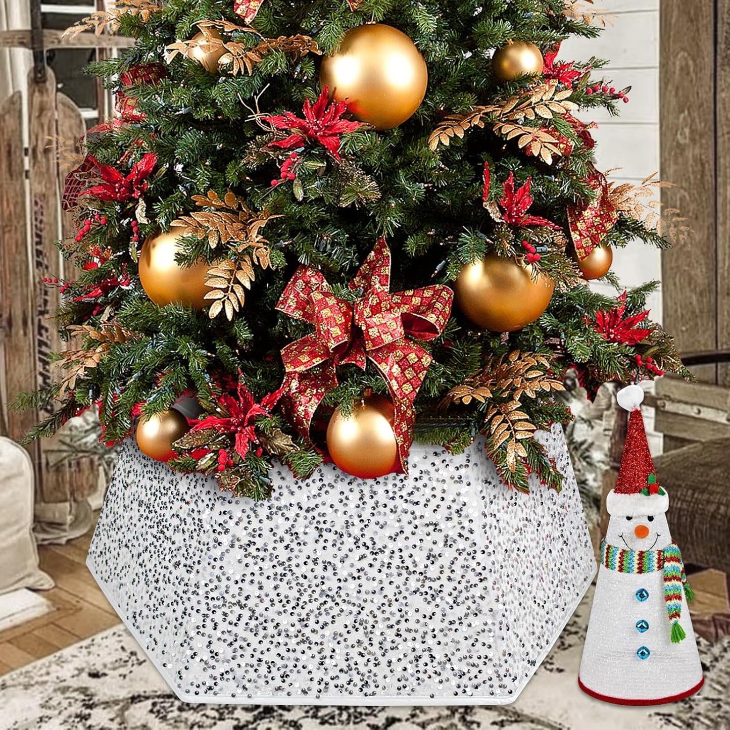 SHENG HONG 22 Inch Christmas Tree Collar Christmas Tree Skirts Tree Ring Christmas Decorations for Party Holiday Home Decoration