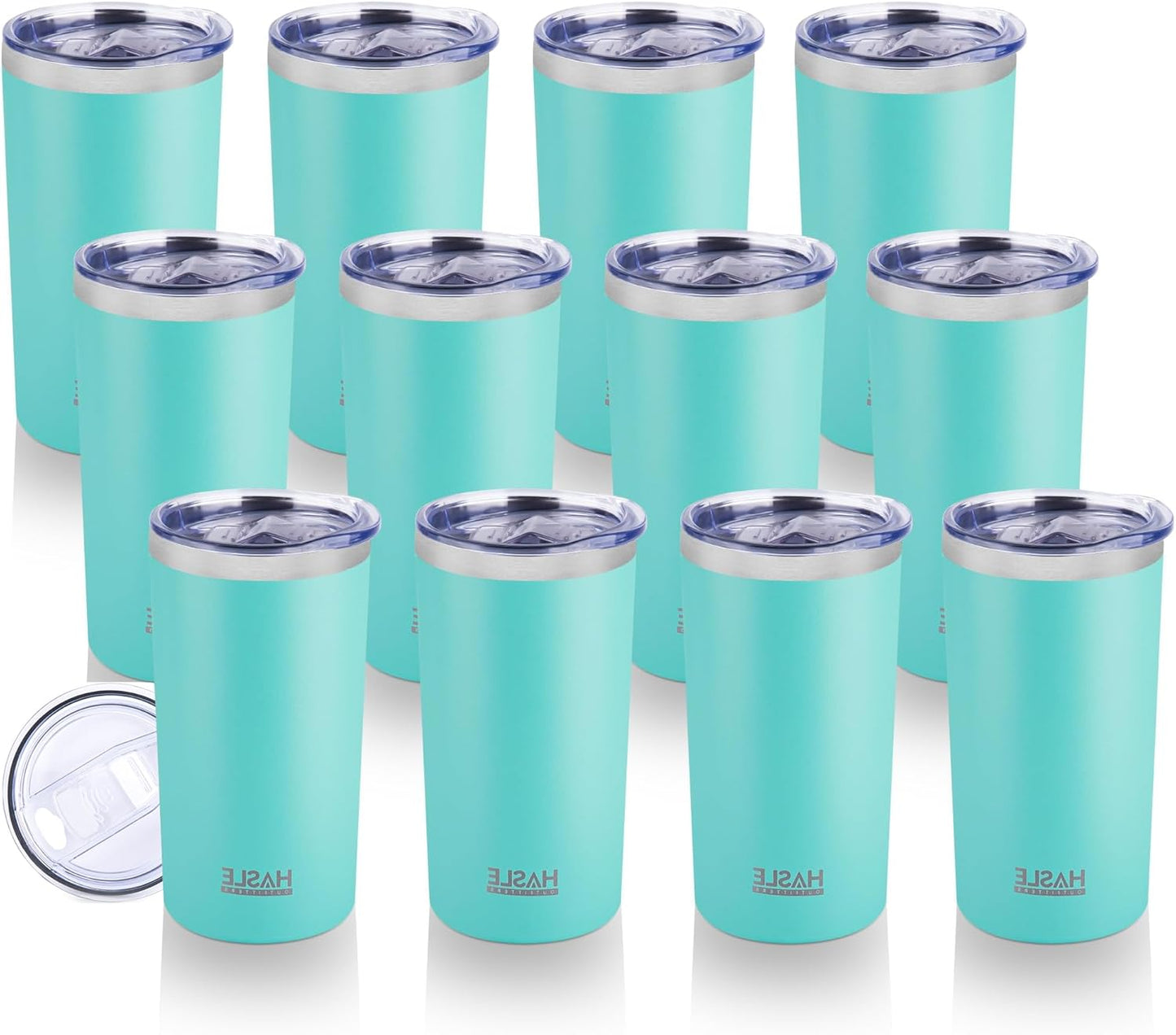 HASLE OUTFITTERS 20 Oz Skinny Tumblers Bulk Set, Stainless Steel Insulated Slim Tumblers with Lids Travel Water Cups(Stainless Steel, 8)