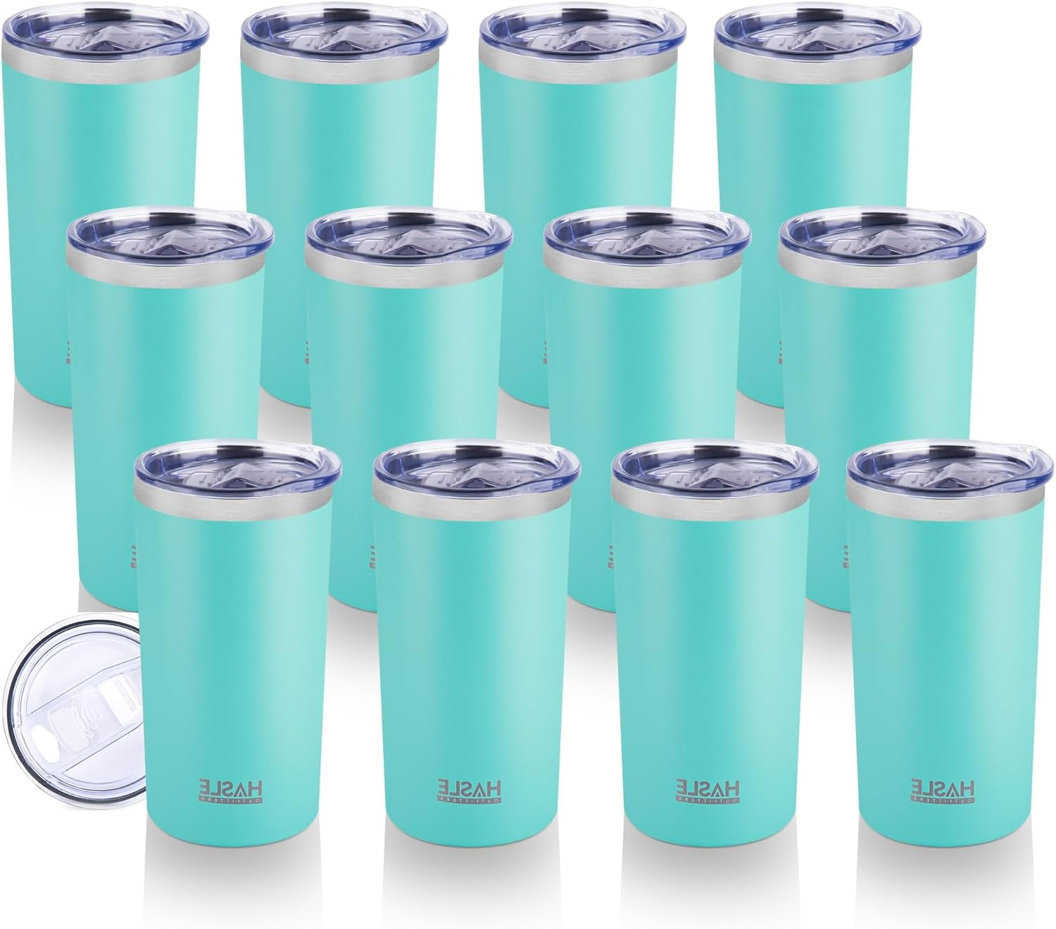 HASLE OUTFITTERS 20 Oz Skinny Tumblers Bulk Set, Stainless Steel Insulated Slim Tumblers with Lids Travel Water Cups(Stainless Steel, 8)