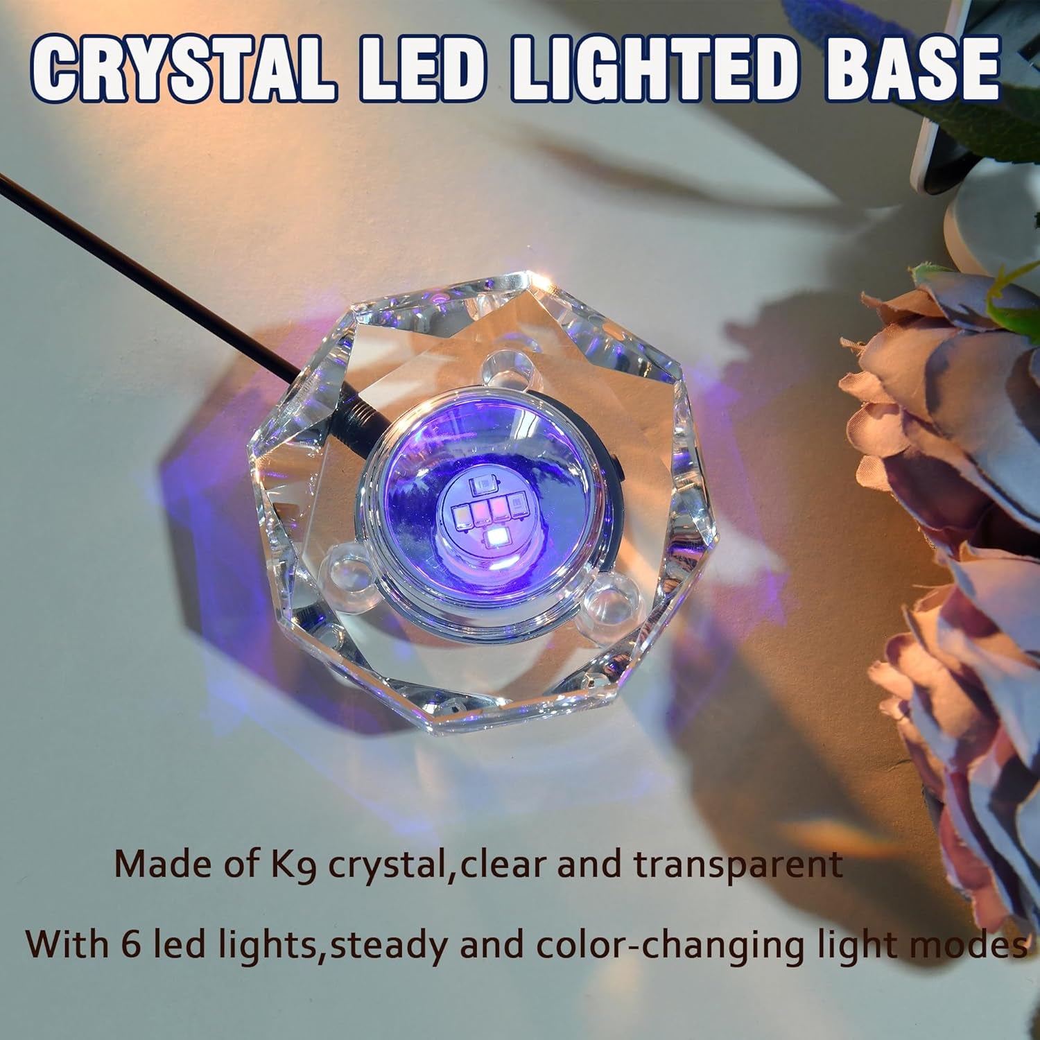 IFOLAINA Crystal LED Light Base Multicolor Changing Pedestal Color Show Stand Lighted Display Plate AC Power for 3D Glass Art Octagon Light Base